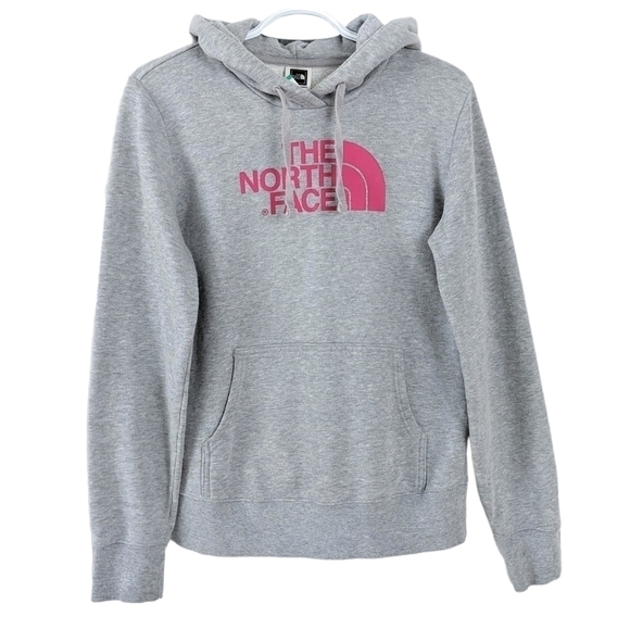 The north face grey hoodie with pink logo Small @C1 - Picture 1 of 8